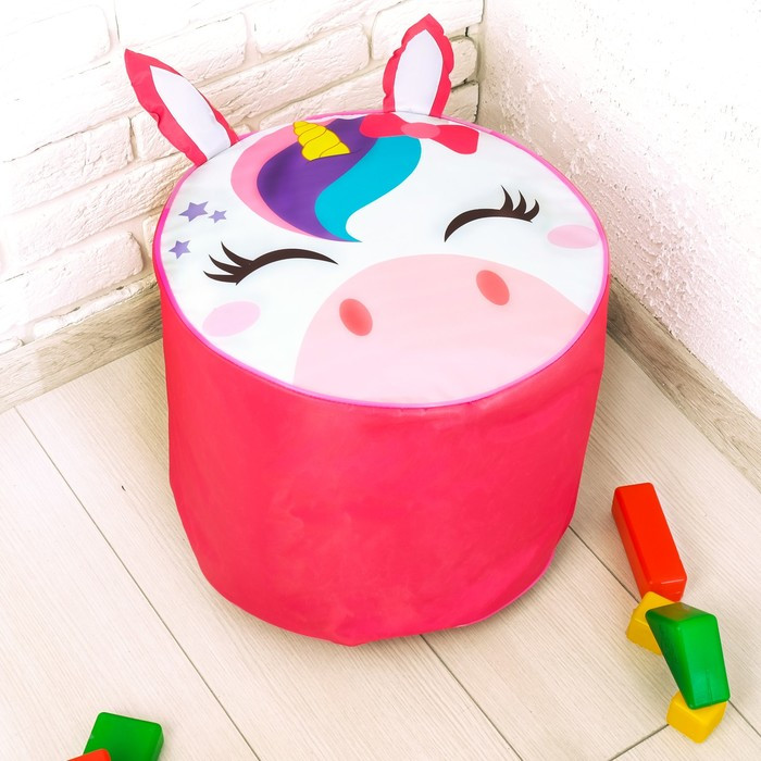 Мягкая игрушка «Пуфик Единорог», 40см х 40см, цвет розовый