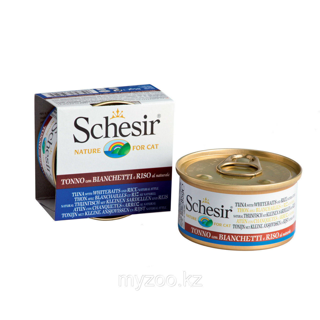 Schesir для кошек с тунцом в собственном соку и снетками 85 гр