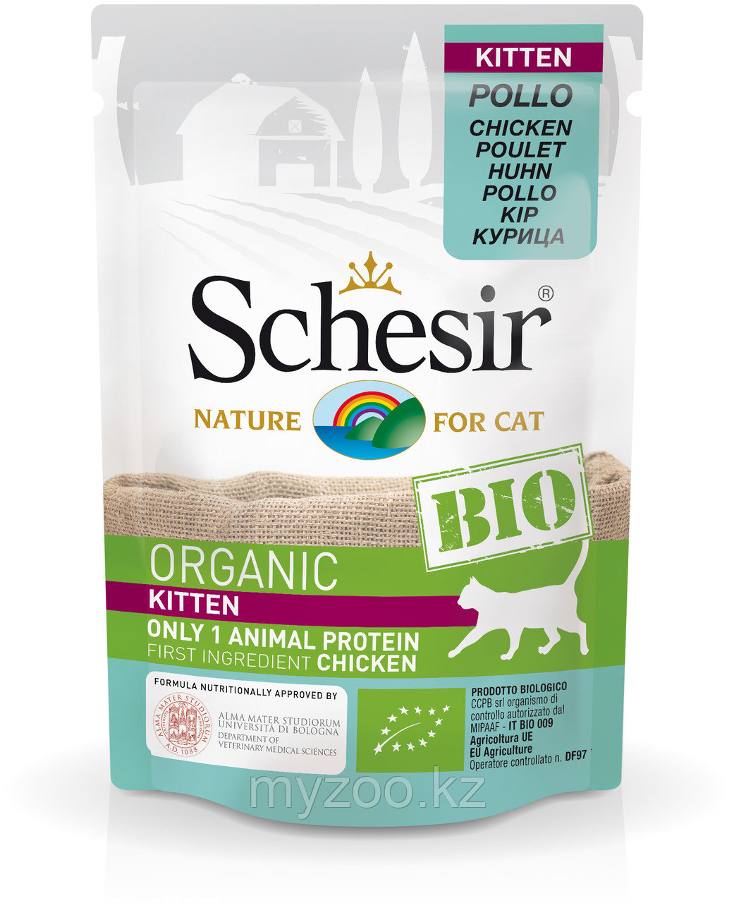 Schesir Bio консервы для котят, курица 85г