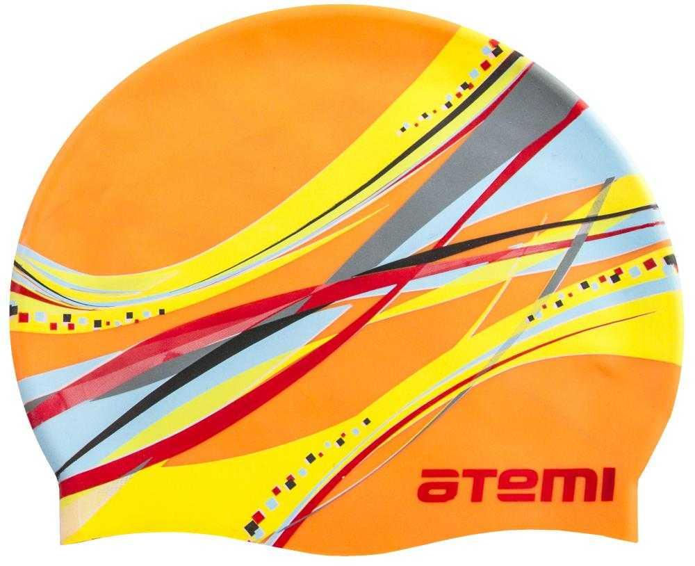 Шапочка для плавания Atemi, силикон, оранжевая (графика), дет., PSC303