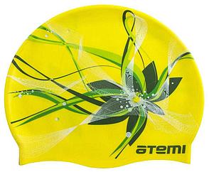 Шапочка для плавания Atemi, силикон, жёлтая (цветок), PSC414