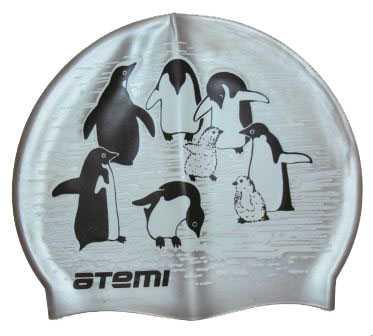 Шапочка для плавания Atemi, силикон, (пингвины), PSC407