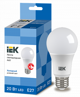 Лампа LED ALFA A60 шар 20Вт 230В 6500К E27 IEK