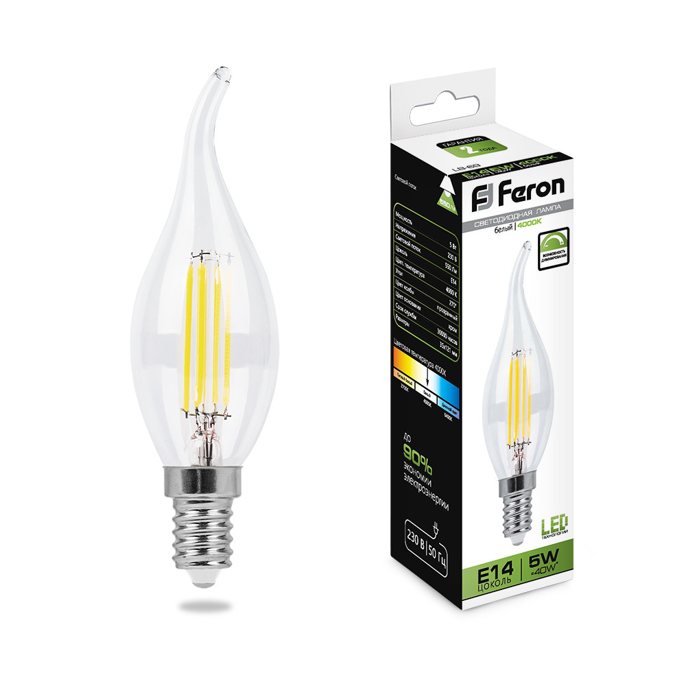 Лампа светодиодная, (5W) 230V E14 4000K, LB-69
