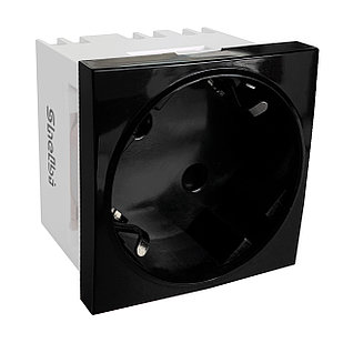 Shelbi Розетка одинарная 33° с з/к, 250 В, 16A 45х45, чёрная