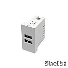 Shelbi 2-портовая USB Розетка зарядка 45х22.5, белая, фото 3