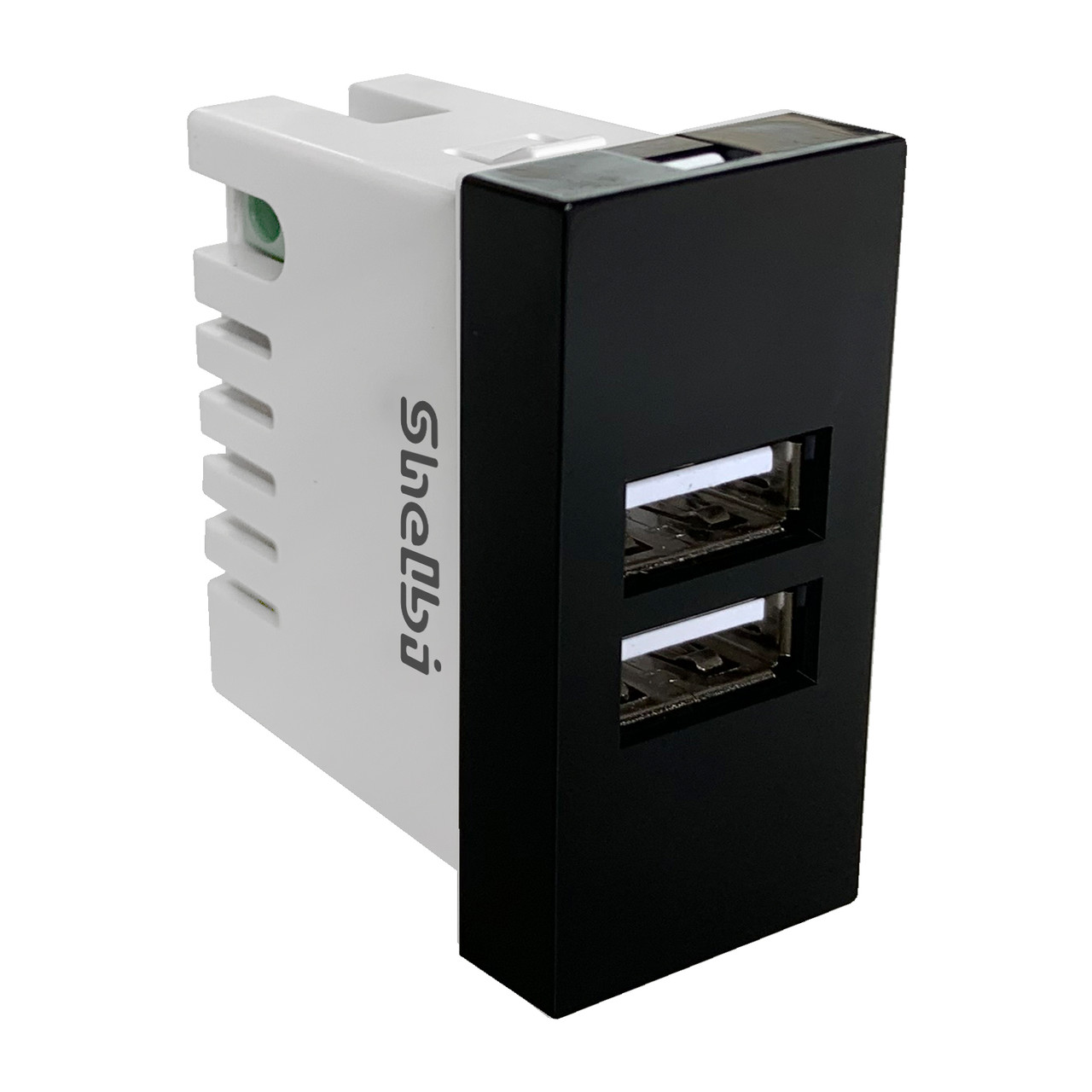 Shelbi 2-портовая USB Розетка зарядка 45х22.5, чёрная