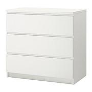 Комод с 3 ящиками МАЛЬМ белый ИКЕА, IKEA