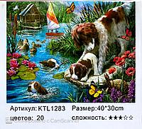 Картина по номерам "Щенки на озере" 40х30