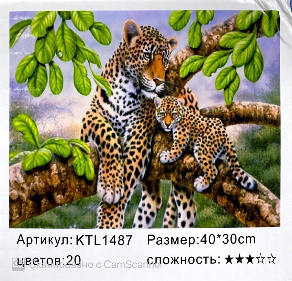 Картина по номерам "Леопард с детенышем" 40х30
