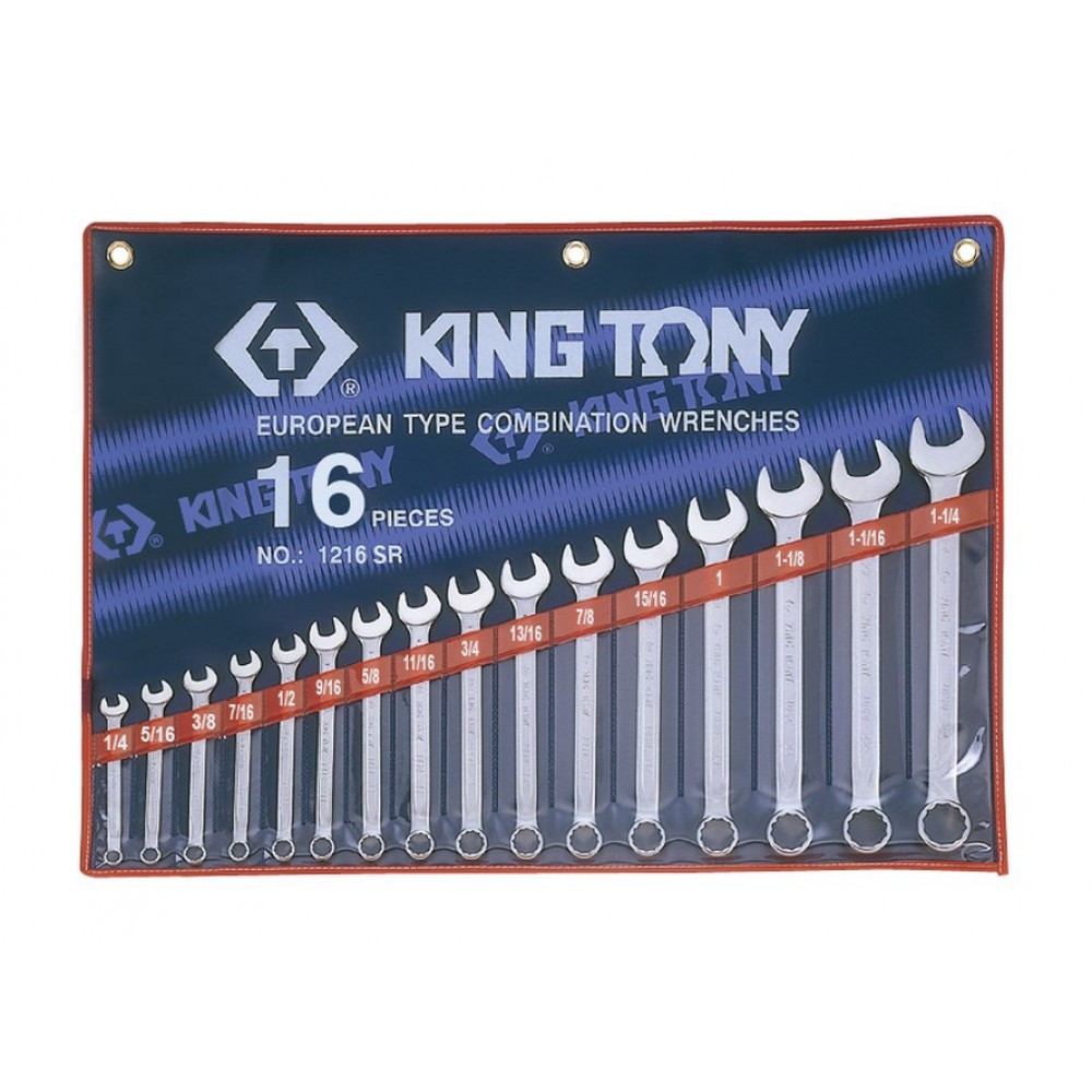 Набор комбинированных дюймовых ключей 16 предметов KING TONY 1216SR
