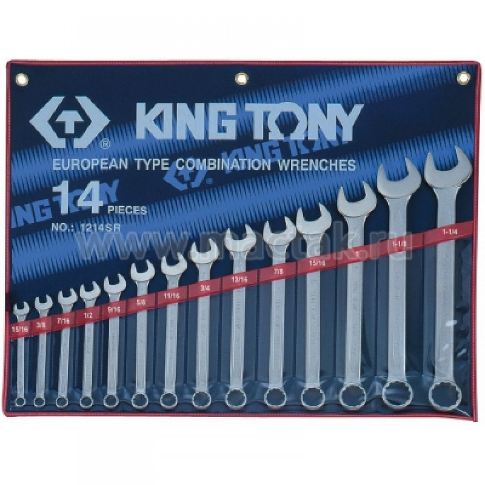 Набор комбинированных ключей, 5/16"-1-1/4", 14 предметов KING TONY 1214SR - фото 1 - id-p78075747