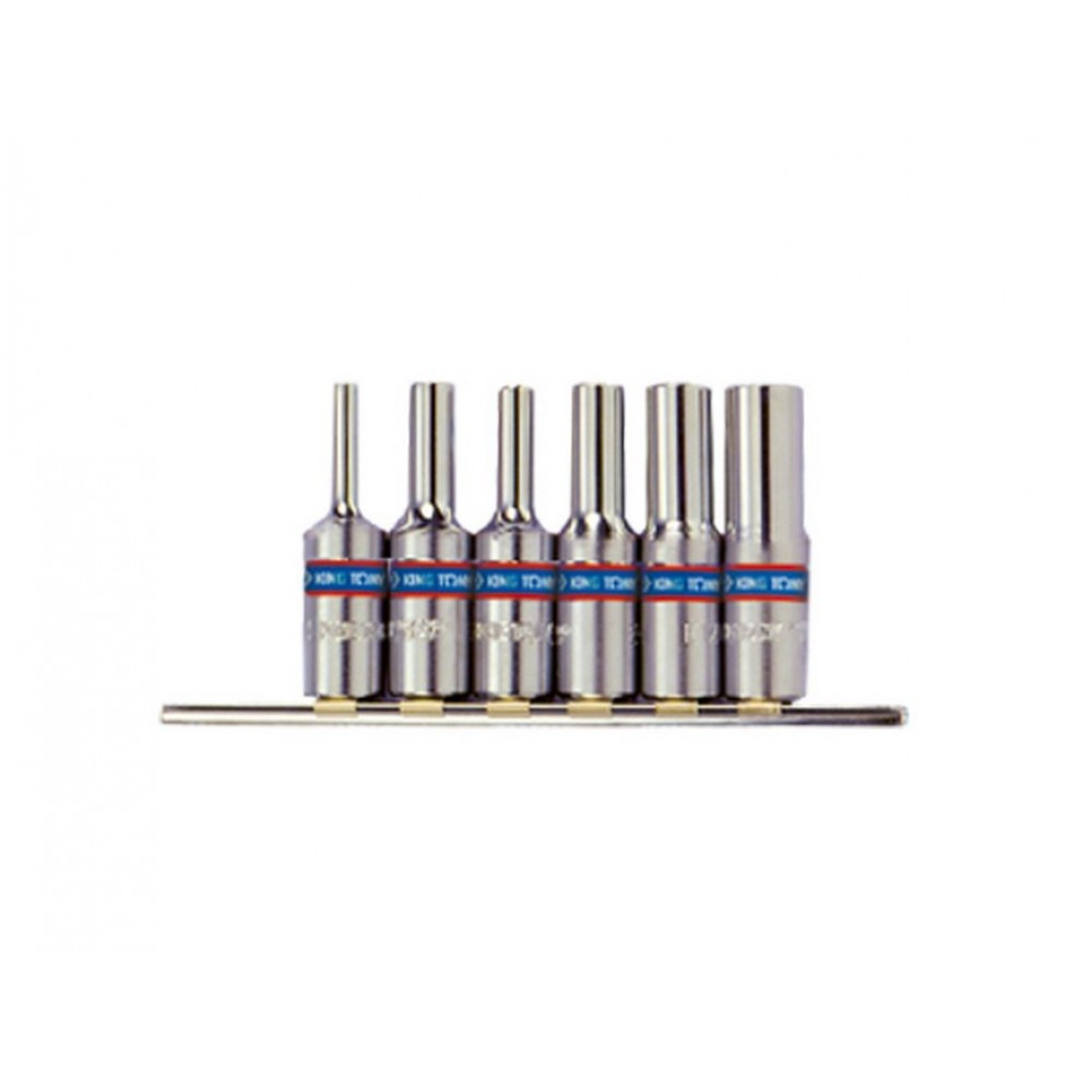 Набор глубоких торцевых головок 3/8", TORX Е-стандарт, Е4-Е14, 6 предметов KING TONY 3116PR, фото 1
