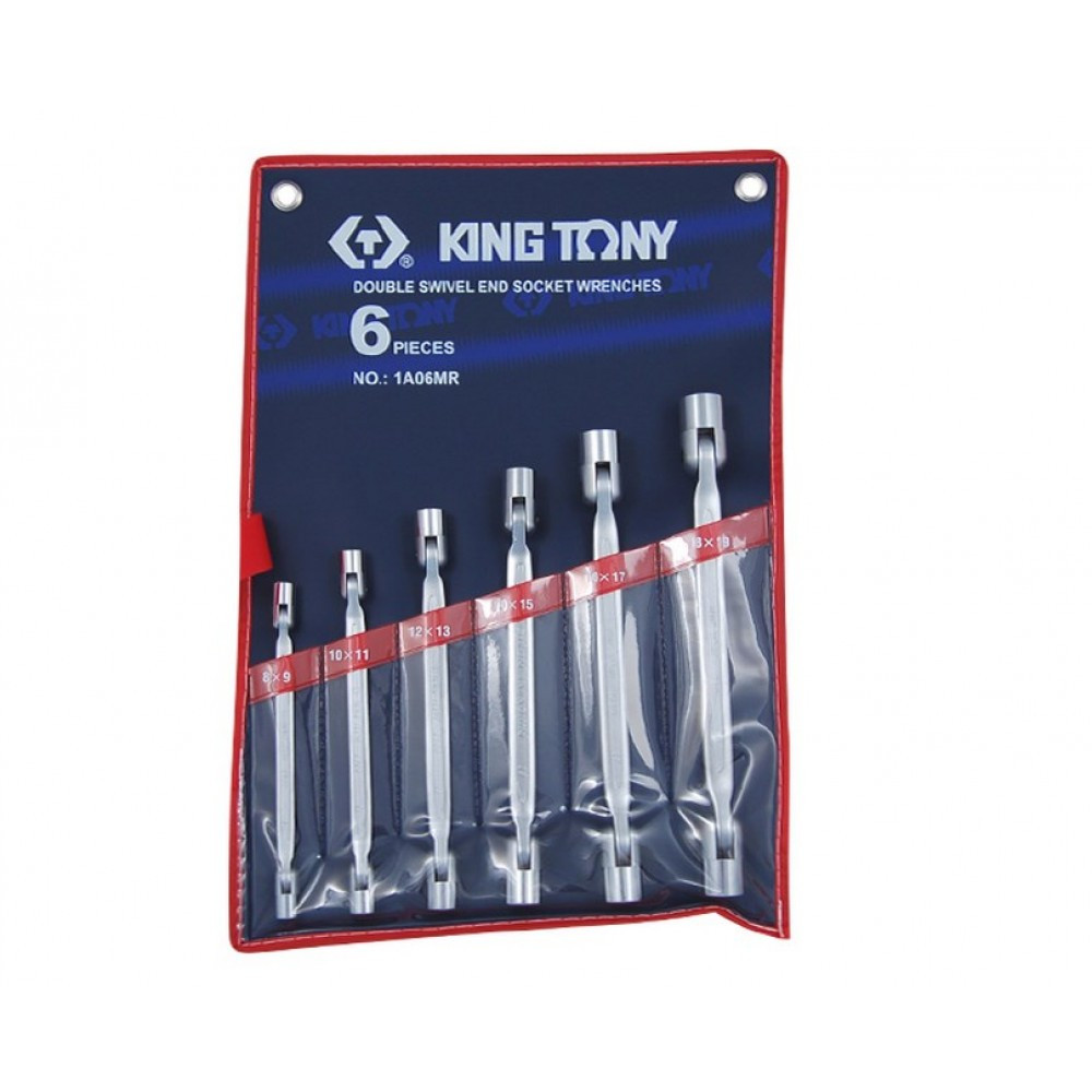 Набор торцевых ключей с шарниром, 8-19 мм, 6 предметов KING TONY 1A06MR