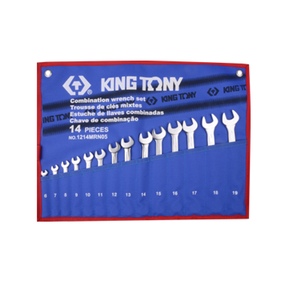 Набор комбинированных ключей, 6-19 мм, чехол из теторона, 14 предметов KING TONY