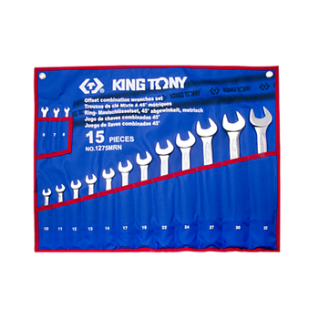 Набор комбинированных ключей, 6-32 мм, чехол из теторона, 15 предметов KING TONY 1215MRN02
