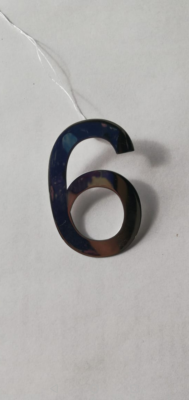 Серебряная моносерьга "6" пусеты (гвоздик) из коллекции "Нумерология". Вес: 5,64гр, покрытие родий