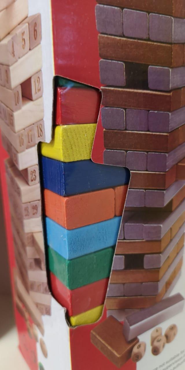 Настольная игра Дженга (падающая башня) деревянная, цветная