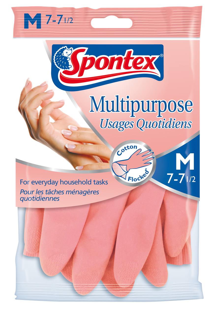 Перчатки резиновые розовые 24см 1шт M мал/сред Daily Use Spontex - фото 1 - id-p78078209