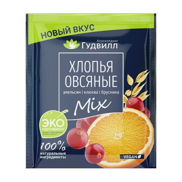 Каша сладкая овсяные хлопья апельсин+клюква+брусника 40гр Гудвилл - фото 1 - id-p78078388