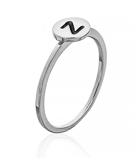 Серебряное кольцо с буквой "Z" (кольцо буква) "Буквы". Вес: 0,90 гр, размер: 16, покрытие родий