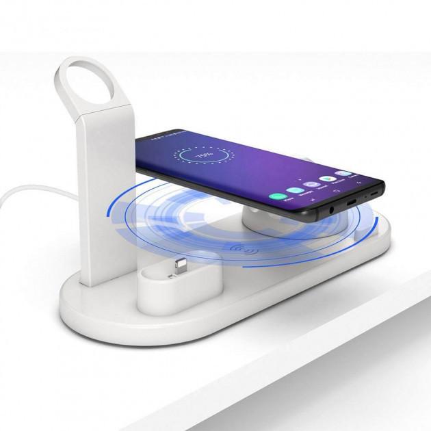 Беспроводная зарядка 4 в 1 AirPower Fast Charge с технологией QI для iPhone, Apple Watch, AirPods (White)