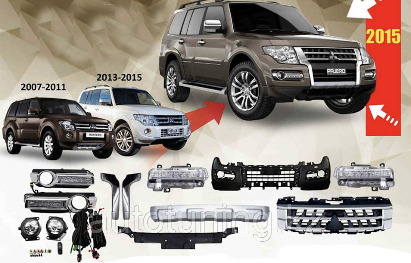 Рестайлинг комплект на Mitsubishi PAJERO 4 2006-2014 под 2015 +