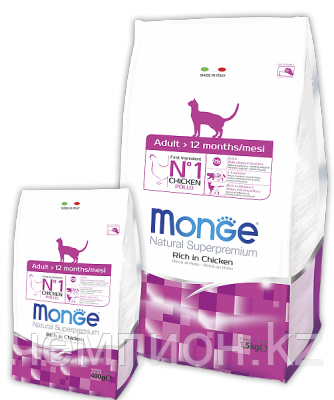 4985 Monge Cat Adult, Монже сухой корм для взрослых кошек с курицей, уп.400гр.
