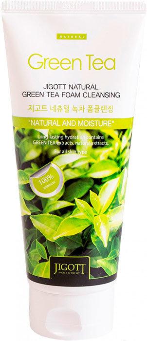 Jigott Natural Green Tea Foam Cleansing Пенка для умывания с экстрактом зеленого чая, 180 мл