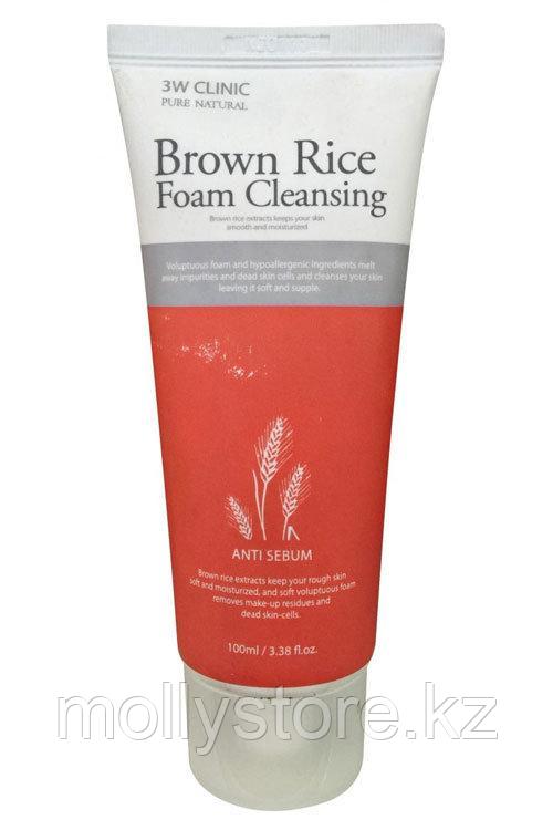 3W Clinic Brown Rice Foam Cleansing Очищающая пенка с экстрактом бурого риса, 100 мл