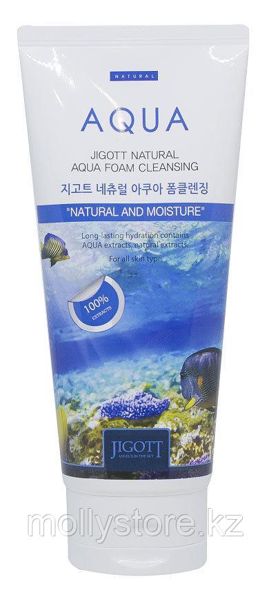 Jigott Natural Aqua Foam Cleansing Очищающая увлажняющая пенка с Экстрактом Гамамелиса, 180 мл