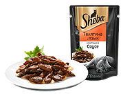 Sheba Pleasure, Шеба кусочки с телятиной и языком, консервы для кошек, уп.28*75 гр.