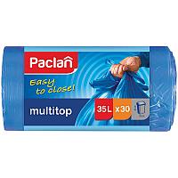Мешки для мусора 35л Paclan "Multitop" ПВД, 50*64см, 10,5мкм, 30шт., синие, в рулоне, с завязками