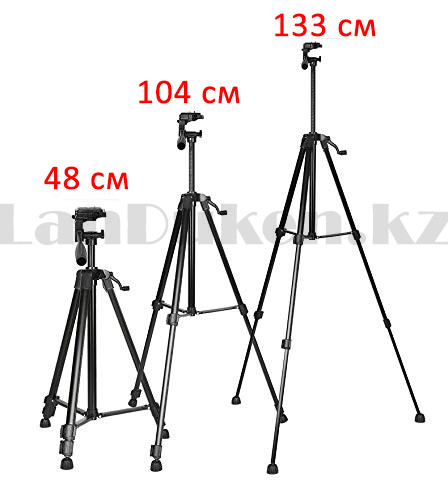 Штатив тренога для фотоаппарата/смартфона,2 уровня высоты с адаптером и ручкой Tripod 3366 - фото 2 - id-p78112831