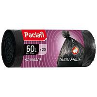 Мешки для мусора 60л Paclan "Standard" ПНД, 60*72см, 7,4 мкм, 20шт., черные, в рулоне