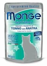 7771 MONGE CAT, тунец в желе с уткой, влажный корм для кошек, уп. 24*80гр.
