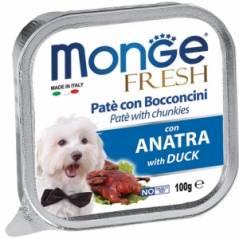 1304 Monge Fresh, паштет с кусочками утки для собак, ламистр 100гр.