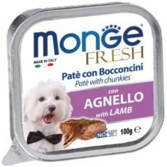 1305 Monge Fresh, паштет с кусочками ягнёнка для собак, ламистр 100гр.