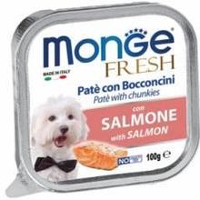 1308 Monge Fresh, паштет с кусочками лосося для собак, ламистр 100гр.