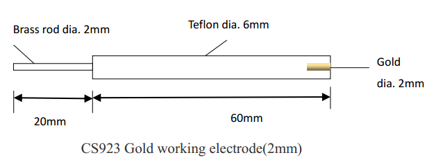 CS923 Золотой обрабатывающий электрод (2мм) для одноканального потенциостата / гальваностата серий CS - фото 2 - id-p78171524