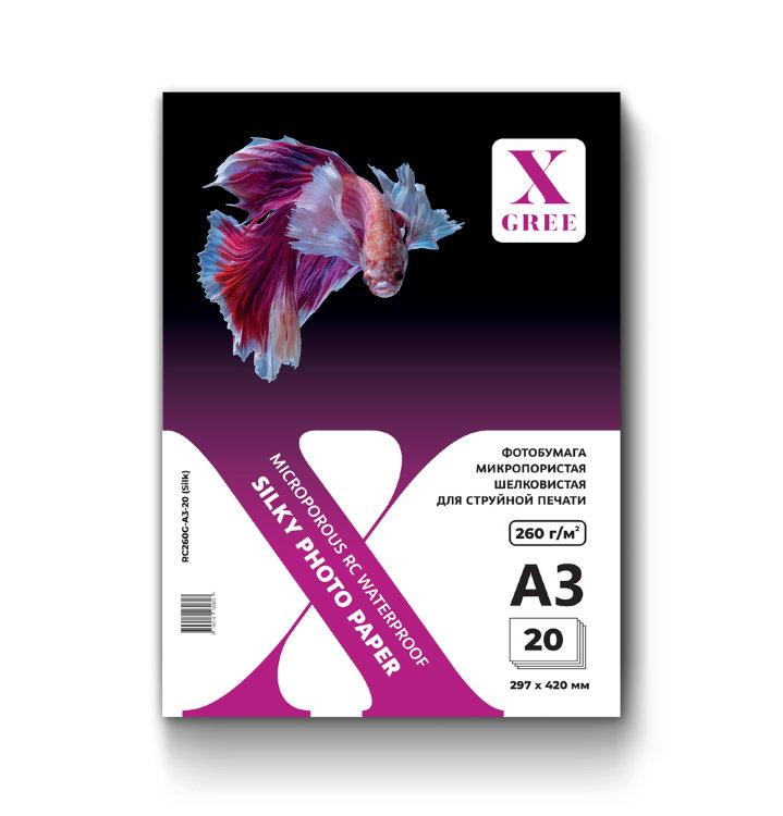 Фотобумага микропористая для струйной печати X-GREE Шелк RSIP260-A3-20 Silk (A3*297x420мм/20л/260г)