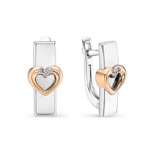 Серебряные серьги с бриллиантом Алькор 02-0655/000Б-00