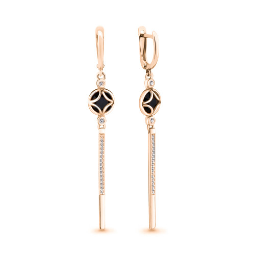 Серьги из серебра с стеклом и фианитом Aquamarine 46659АЧ#