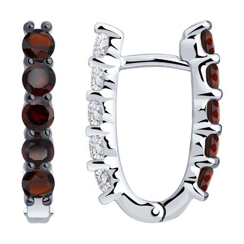 Серьги из серебра с гранатами и фианитами SOKOLOV 92022236