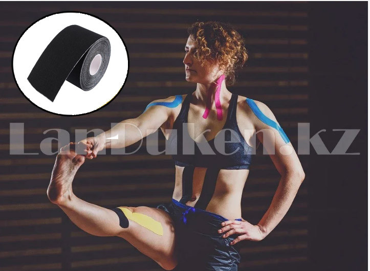 Пластырь для поддержки мышц Kinesiology Tape спортивный тейп Кинезио 5 см х 5 м (черный) - фото 4 - id-p78184392