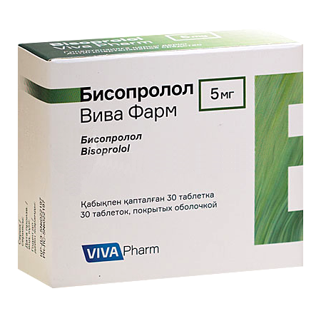 Бисопролол "Вива Фарм" 5 мг №30 табл. - фото 1 - id-p78184917