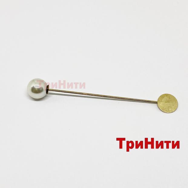 Основа брошь "игла" с шариком золото d 1см