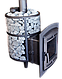 Печь банная чугунная "Атмосфера" L (Сетка из нержавеющей стали) с закрытой каменкой, фото 2