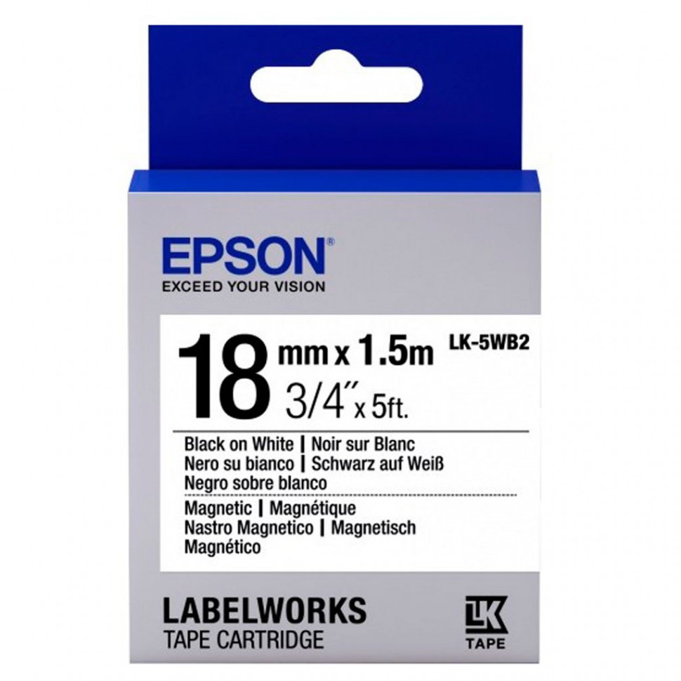 Лента Epson C53S655001 Магнитная лента 18мм, Бел./Черн., 2м