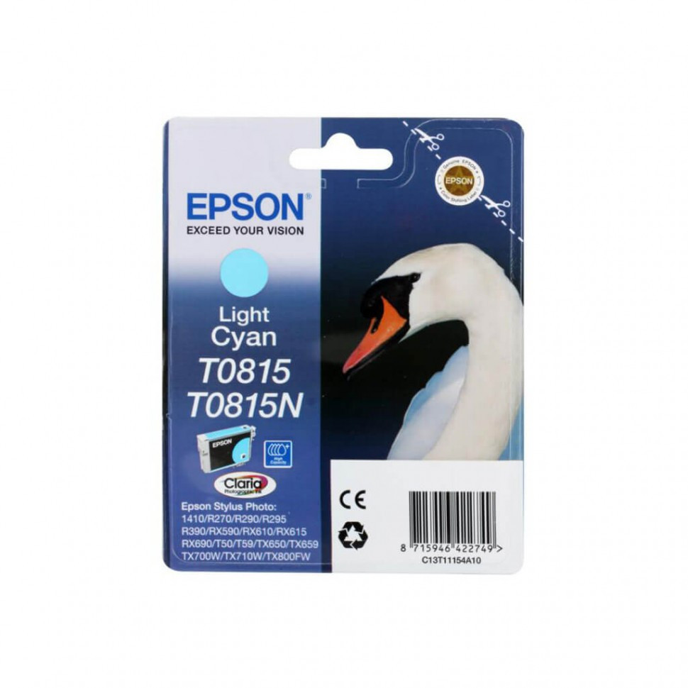 Картридж Epson C13T11154A10 (0815) R270/290/RX590_HIGH светло-голубой